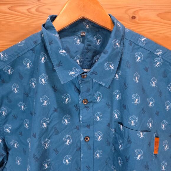 Toppling Goliath Brewing Co Beer Button Shirt Men XL T REX Dinosaur AOP - Picture 2 of 8